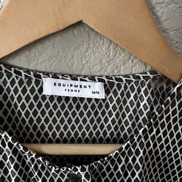 Equipment Femme Womens Blouse Box Sleevless Black White Size M - Picture 5 of 12